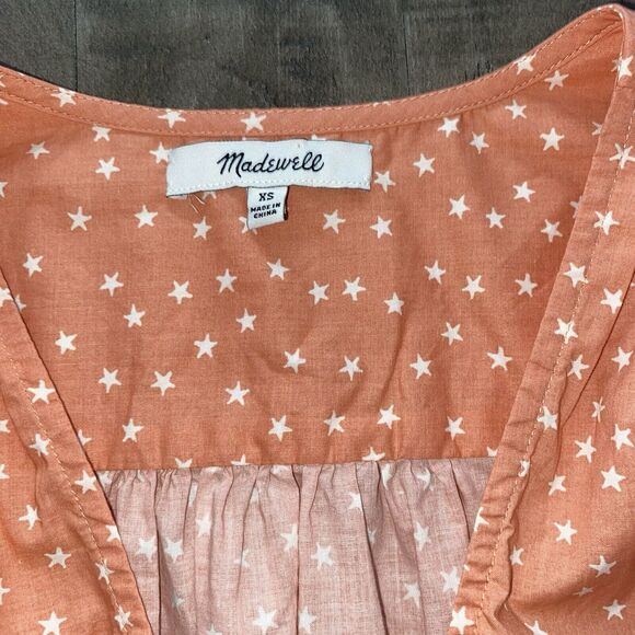 NWOT Madewell Womens Wrap Top‎ in Star Scatter Sz XS Orange Peach Fall - Picture 4 of 16